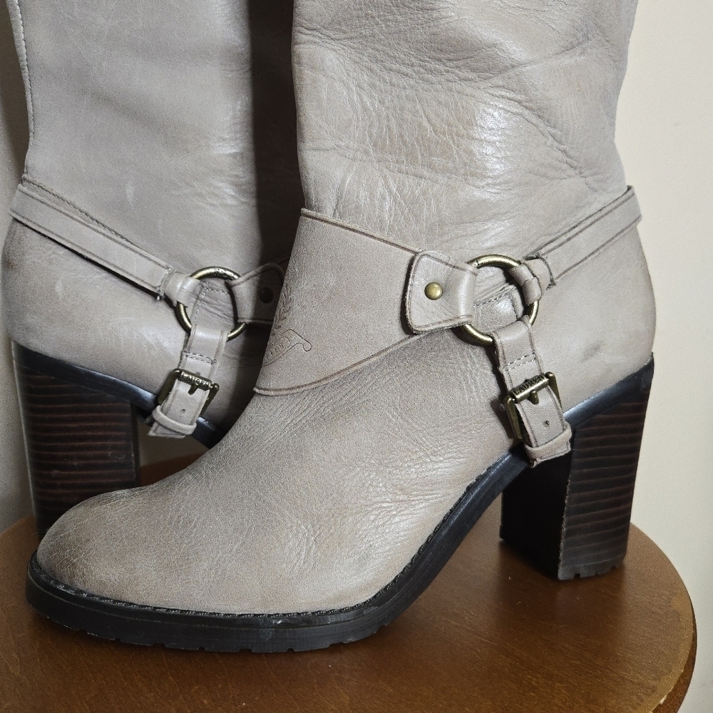Lauren Ralph Lauren Delsa Burnished Leather Knee High Riding Boots - Picture 2 of 15